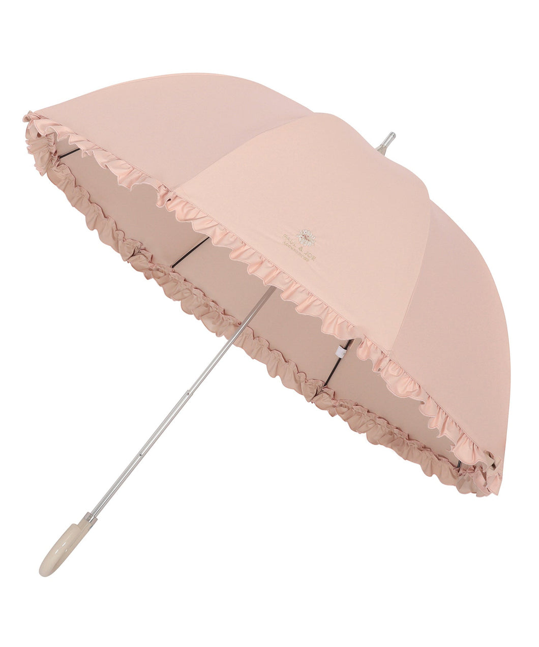 日傘（晴雨兼用）　長傘　ワンポイントクリザンテーム刺繍　ピーチ