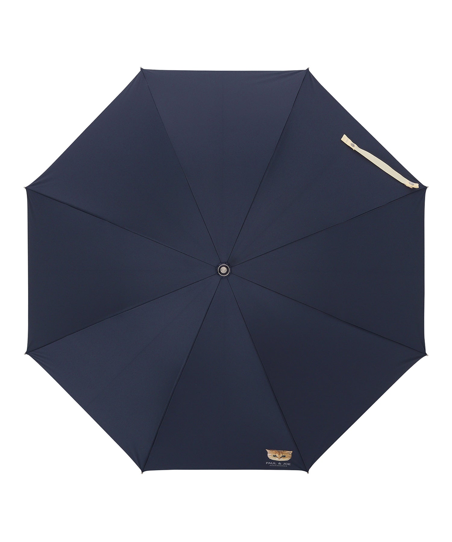 日傘（晴雨兼用）　長傘　ワンポイントヌネット　ネイビーブルー