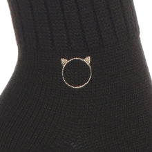 リングキャット刺繍　ロングウォーマーソックス（ブラック）
