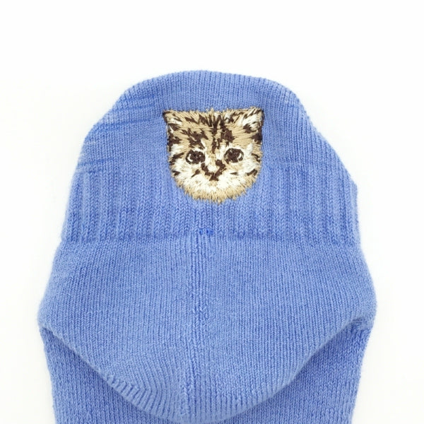 【メンズ】べロ付き無地ヌネット刺繍柄（サックス）