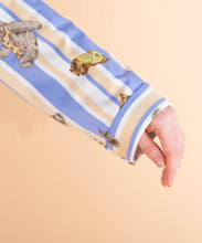 フラール　ドゥドゥ （かわいい子のスカーフ） 2022ssコレクション 綿ベアテン ブラウス ロングスリーブ トップス　ブルー　※トップスのみ