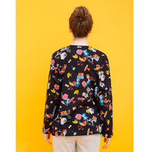 おもちゃ柄 ロングスリーブTシャツ　トップス ブラック L