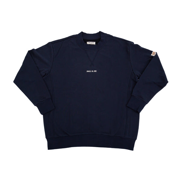 PAUL & JOE ワンポイントロゴ ミニ裏毛 ムジ メンズ ルームウェア ロングスリーブ スウェットトップス（ネイビー）