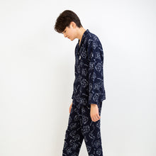 ジプシー＆ヌネット　二重ガーゼシャーリング ロングスリーブシャツ メンズ セットアップ（ネイビー）